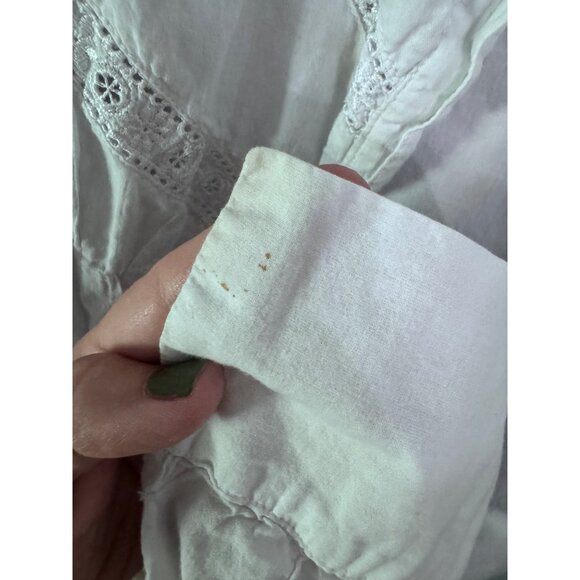 Claudia Richard white button down shirt size L coquette cottage fairy renaissanc - Picture 6 of 6